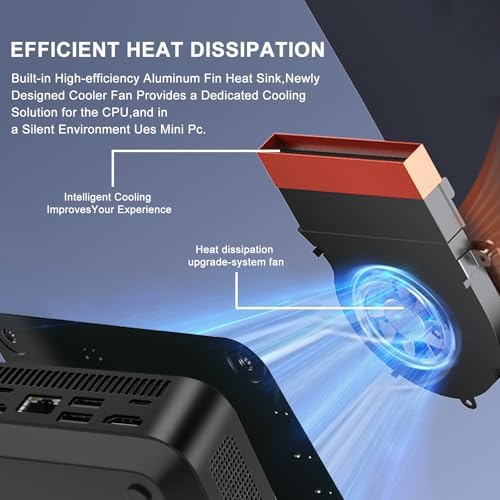 UXX 2026 Mini PC, N5095 Desktop Computer, 8GB DDR4X RAM/256GB M.2 2280 SSD+Expandable M.2 2242 SSD+M.2 WiFi, 4K Triple Display with Mouse/USB/BT/LAN/HD/Type-C-Black (Black) - 3