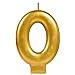 amscan Birthday Celebration, Numeral #0 Metallic Candle, Party Supplies, Gold, 3 1/4"