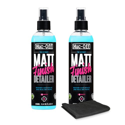Muc-Off Matt Finish Detailer 250 ml (Pack of 2) | Protectant & Quick Detailing Spray for All Matt Finishes | Non-Sticky, Streak & Gloss-Free Finish | Reduces Dirt Adhesion