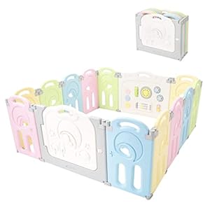 Fortella Cloud Castle Foldable Playpen, Baby Safety Play Yard with Whiteboard and Activity Wall, Indoors or Outdoors…