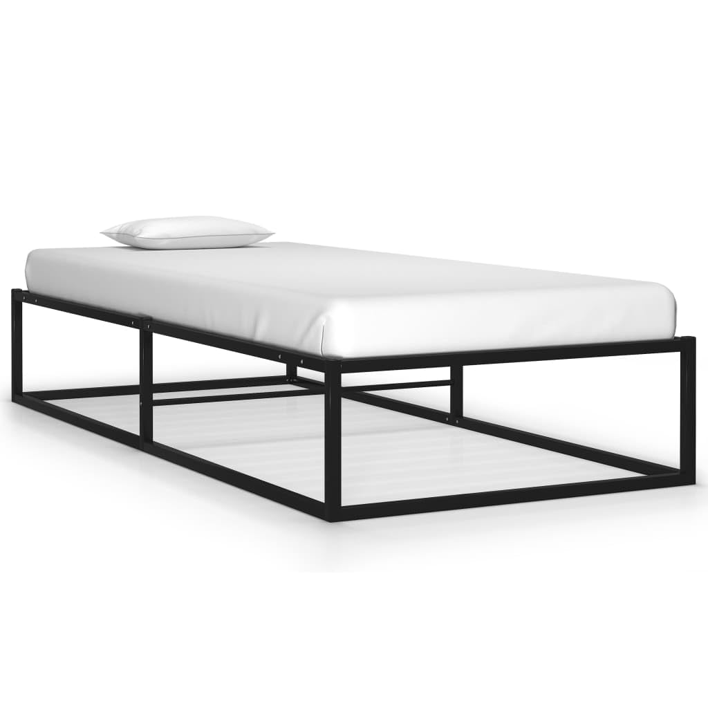 Black Metal Bed Frame 105x205 cm with Slats | Durable steel platform design provides strong support for bedrooms and guest rooms without a box spring.