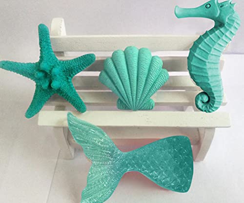 12 Pcs Sea Creatures Sea Shells Star Mermaid Tail Cake Topper For Mermaid Under The Sea Themed Theme Birthday Party Baby Shower Wedding Cake Decorations #TOP7