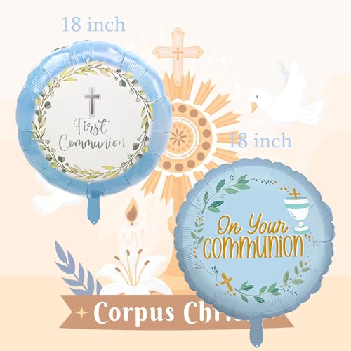 Ballons de première communion bleus pour décorer un baptême - 3