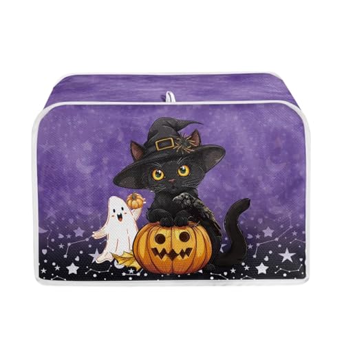 Image of 2 Slice Toaster Bread Machine Cover Kitchen Small Appliance Toaster Oven Dust Protection Cover Universal Size Halloween Cute Black Cat