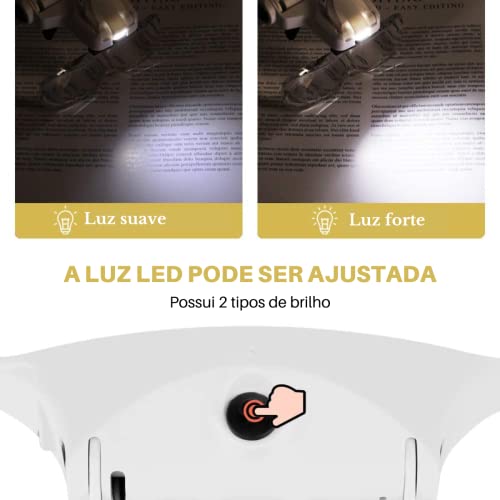 Lupa de Cabeça Com Faixa Luz LED 5 Lentes Óculos Intercambiáveis Pilha Ferramenta de Ampliação Profi