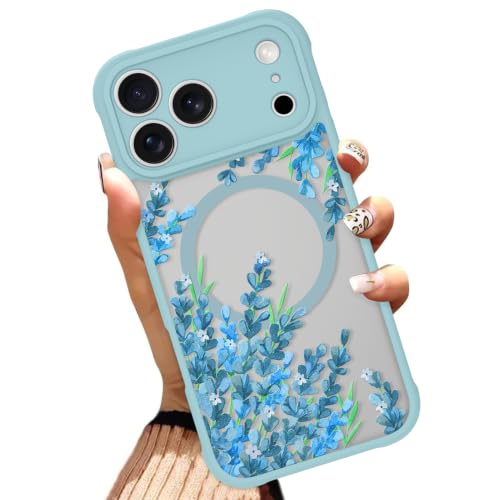 OOK Blue Phone Case for iPhone 18 Pro Max 6.9 Inch, Lavender Floral Flowers