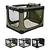 30 Inch Collapsible Travel Dog Crate for Medium Large Dogs, Portable Dog Crate 4-Door Foldable Soft Kennel with Durable Mesh Windows for Indoor & Outdoor Travel, with Storage Bag,Green