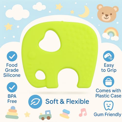 Image of Silicone Teething Toy for Newborn Baby Girls & Boys | BPA-Free, Food-Grade | Gum Relief, Chewing Aid |Teether| Easy-to-Grip Essentials (3+ Months)