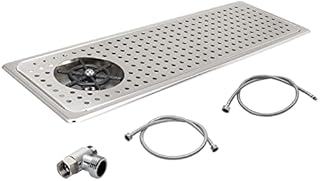 DIBTSA Pitcher Rinser Countertop Sink with Side Spray,Drain and Drip Tray,Stainless Steel Glass Rinser Washer Cleaning Tool for Household Commercial,Extra Large Silver 25.59 x 8.5 x 0.86 inches