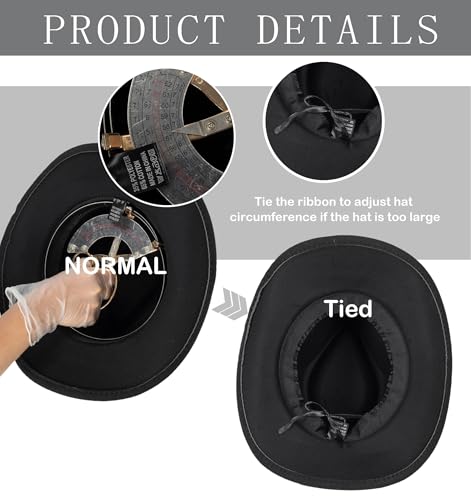 Felt Fedora Western Cowboy Hat for Women Men Rolled Wide Brim Retro Rodeo Cowgirl Hat with Buckle Belt