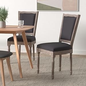 Virabit French Dining Chairs Set of 4, Louis Dining Chairs with Square Backrest and Exquisitely Carved Solid Wood Frame for Living Room, Kitchen, Restaurant Virabit French Dining Chairs Set of 4 Louis Dining Chairs with Square Backrest and Exquisitely Carved Solid Wood Frame for Living Room Kitchen Restaurant