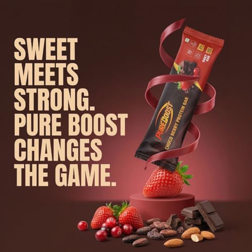 Image of Choco Berry Protein Bar | 15g Protein Energy Bar | Gluten Free High Fiber Healthy Snack | Zero Added Sugar Nutrition Bar | Daily Fitness, Gym & Diet Snack - 50g (Pack of 6)