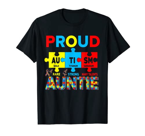 Orgulloso autismo tía lindo autismo conciencia rompecabezas piezas Camiseta