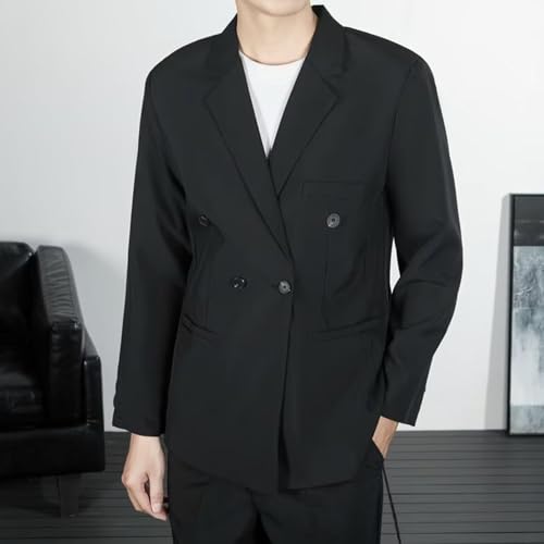 Men's Casual Blazer Regular Fit Lapel Suit Jackets Double Breasted Lightweight Work Sport Coats with Shoulder Pads2