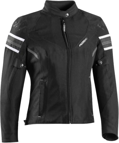 Ilana Evo Damen Motorrad Textiljacke - Schwarz Weiss - L - female