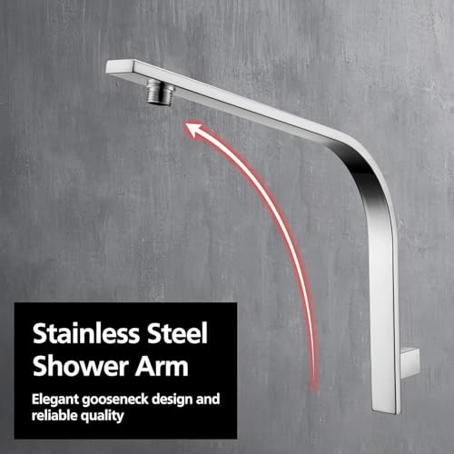 Image of Aquieen High Rise Goose Neck Curve Shower Arm SS 304 (Shower Arm, 6 inch x 12 inch)
