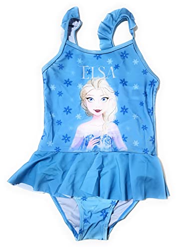 Maillot de bain Frozen Disney Elsa pour filles | Maillot de bain Frozen Elsa pour plage ou piscine | Maillot de bain Frozen avec volant décoratif, bleu, 8 ans Cover