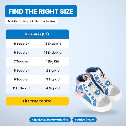Disney Girls Lilo & Stitch Sneakers – Kids High Top Athletic Shoes, Lace-Up Canvas Sneaker for Toddler Little Big Kid - image 3