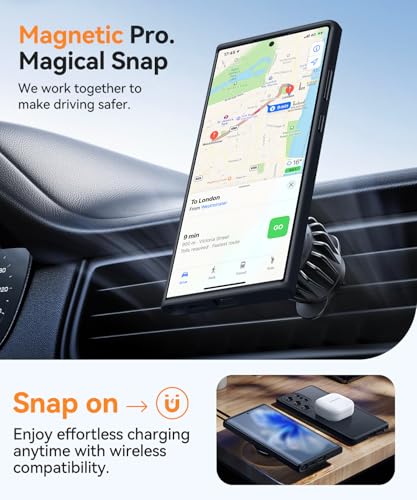 Image of CANSHN Designed for Samsung Galaxy S22 Ultra Case [Full Camera Protection] [Compatible with MagSafe] Translucent Matte Shockproof Protective Phone Cover 6.8 Inch - Black