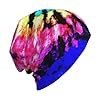 Exotic Tribe Tie Dye Style Print Knitted Slouchy Beanie Hat,Soft All Season Beanie for Men Women,Casual Daily Unisex Hat Black #2