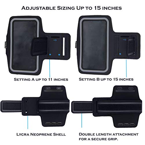 I2 Gear Armband Compatible With Iphone Xs, X, Samsung Galaxy S10, S9, S8, S7, Google Pixel 2, 3 - Reflective Arm Band Phone Holder For Running & Exercise Large #TOP2