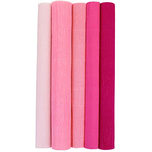 Just Artifacts Premium Crepe Paper Rolls - 8-Feet Length/20-Inch Width (5pcs, Color: Shades of Pink)