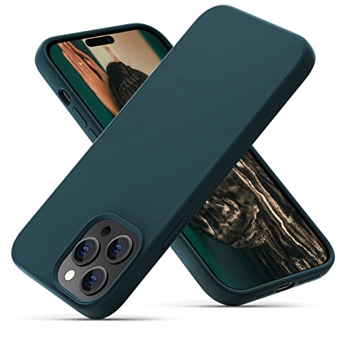 OitiYaa Silicone Case Compatible with iPhone 14 Pro Case 6.1 Inch, Soft Ultra Slim Protective Shockproof Liquid Silicone Phone Case with Anti-Scratch Microfiber Lining,Teal