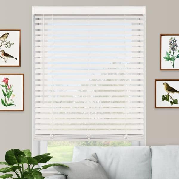 Bravada Select, Superior Cordless 2" Faux Wood Blinds (Pure White, 34" Wide x 72" Length)