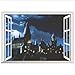 Harry Potter Movie Poster Magic Castle 3D Finta Finestra Adesivi Murali In Vinile Decorazioni Per La Casa Carta Da Parati Rimovibile