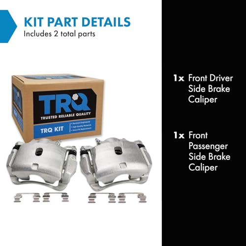 Image of TRQ Front Driver and Passenger Side Brake Caliper Set Caliper Brackets Hardware Compatible with 12-16 Honda CR-V Front Wheel Drive