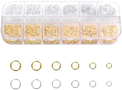 SAVITA 1300pcs Open Jump Rings, Gold and Silver Jump Rings for Jewelry Bracelet Keychains Mixed Sizes Connector Rings for Charms (4-10mm)