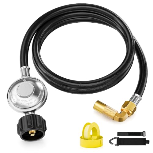 NUPICK 5FT Propane Adapter Hose for Blackstone 17 & 22 Inch Tabletop Griddle, Propane Regulator and Hose with 90 Degree Elbow Adapter for Blackstone 17”/22” Griddle and Most 3/8" Connector Grill