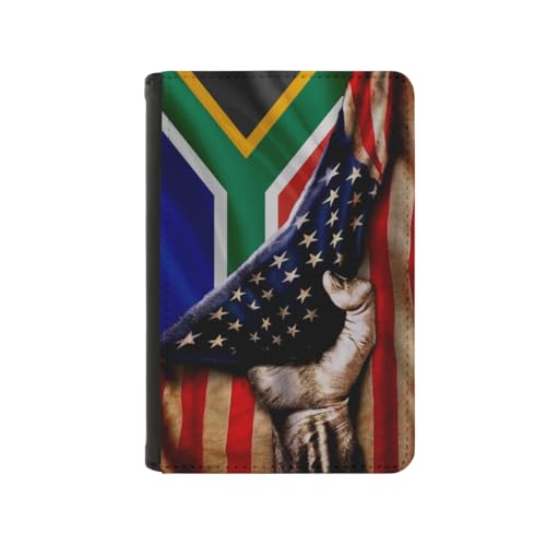 america and South Africa South African Flag Passport Holder Cover Wallet Case Novelty PU Leather with Card Slot Travel Accessories Protector for Women Men