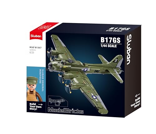 Sluban ModelBricks B17GS Bombardier Flying Fortress, scala 1/44, 1270 pezzi, per bambini dai 6 ai 12 anni