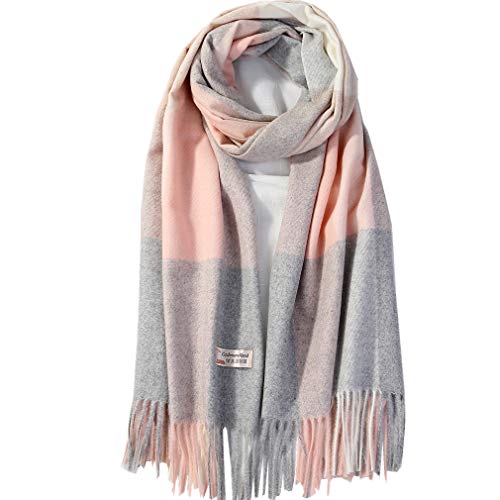 Women Cashmere Wool Scarf Shawl Wraps - Extra Large Thick Soft Pashmina with box (pink1)