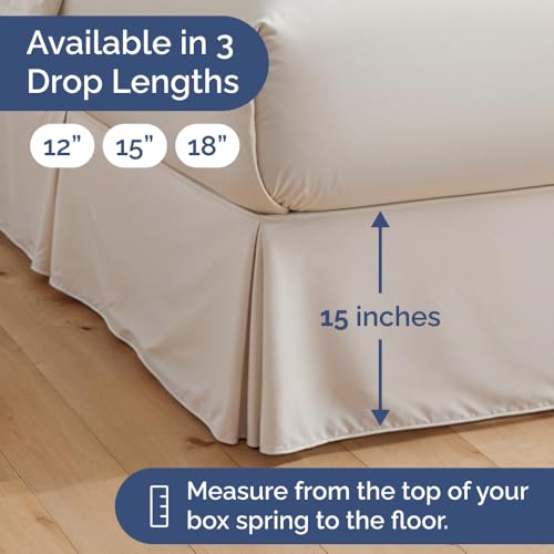 Pleated Bed Skirt Full Size - 3 Sided Pleated Bed Skirt Full - Ultra-Soft, Easy Fit with 15 Inch Tailored Drop - Hotel Quality, Wrinkle Free & Fade Resistant - for Women, Men, Kids and Teens - White