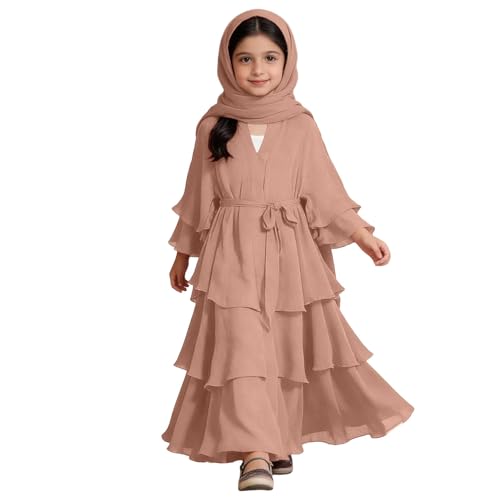 Abaya de prière musulmane pour fille et garçon avec hijab assorti