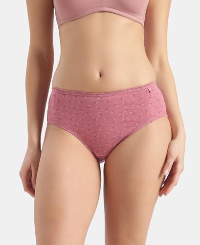 Image of Jockey 1406 Women's High Coverage Super Combed Cotton Mid Waist Hipster with Concealed Waistband and Stay Fresh Treatment (Pack of 5 Colors & Prints May Vary)