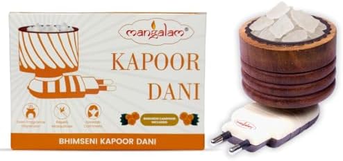 Mangalam 木製 Kapur Dani - Bhimseni ディフューザー | エッセンシャルオイル | 天然オイル | Bakhoor