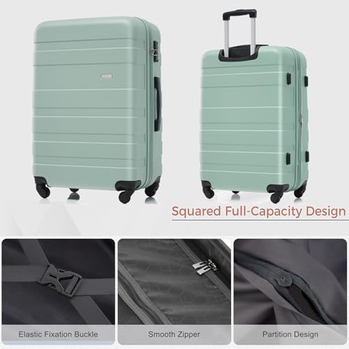 Hardshell Luggage Sets 3 Piece with Spinner Wheels, Expandable Travel Suitcase Sets with TSA Lock for Women Men, Lightweight, ABS Material, 20/24/28 Inch (Spring Green)3