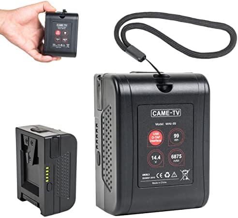 Came-TV 6875mAh Mini-99 V-Mount Battery 99Wh D-Tap 14.4V 15A and USB 5V 2.1A Compatible with BMPCC 4K / 6K, FX6, ZCAM-E2, a7s, Komodo Cameras