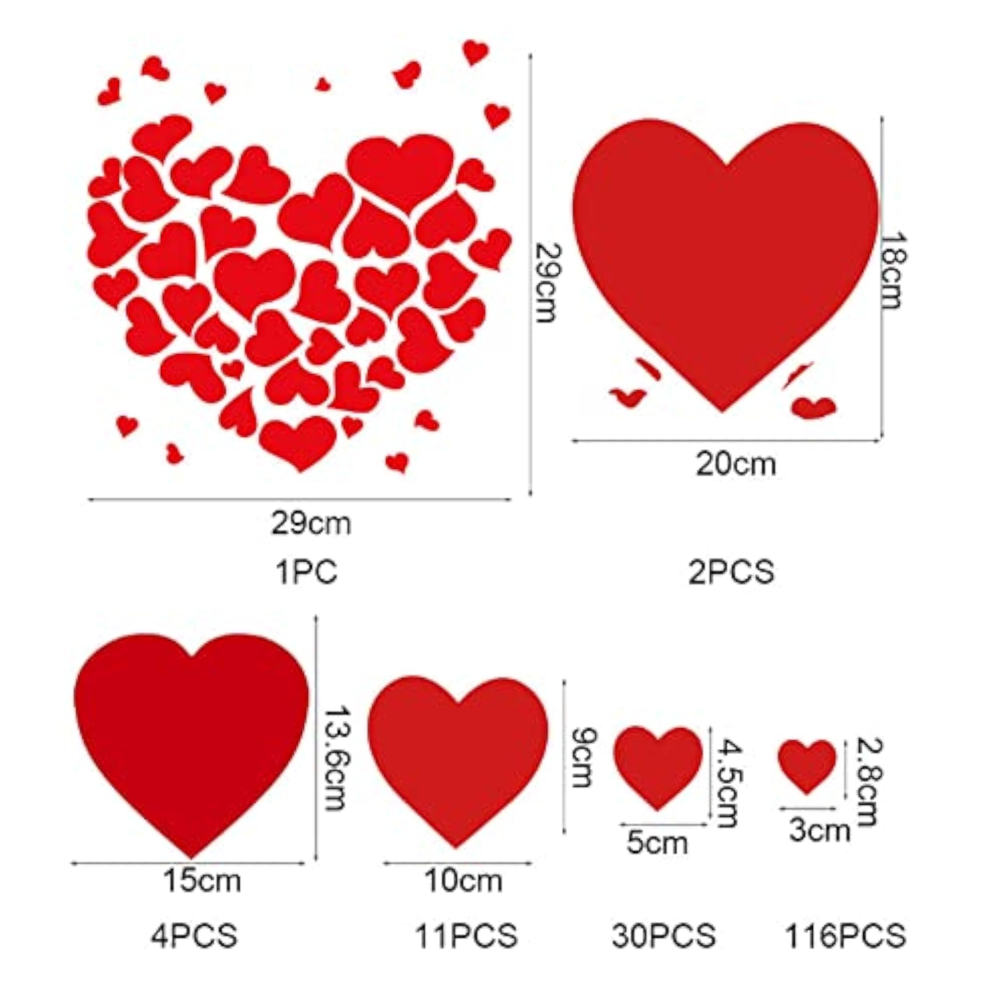 Love Heart Wall Decals Set
