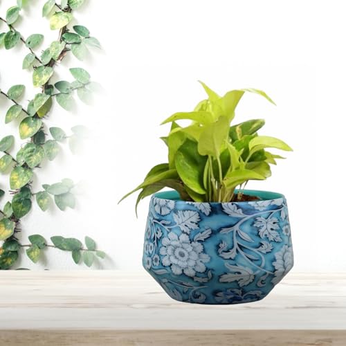 Image of CINAGRO Metal Flower Vase Planter Pot, Pots for Plants, Plant Pots for Home Decoration, Succulent Pot, Indoor Planter Garden Decor Style: Mystic Meadow