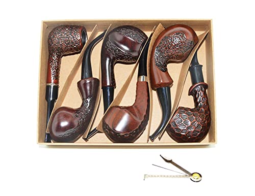Anshinco Smoking pipe, set of 6pcs, smoking pipe gift box, smoking pipe of steel & acrylic, tobacco pipe (Box C)
