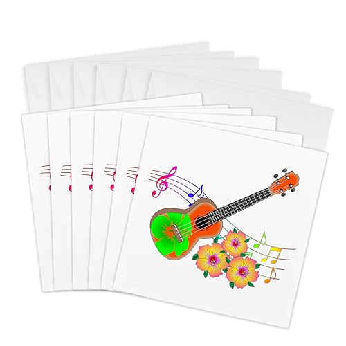 Cartes de vœux ukulélé hawaïen tropical 3dRose Gc_291913_1 lot de 6
