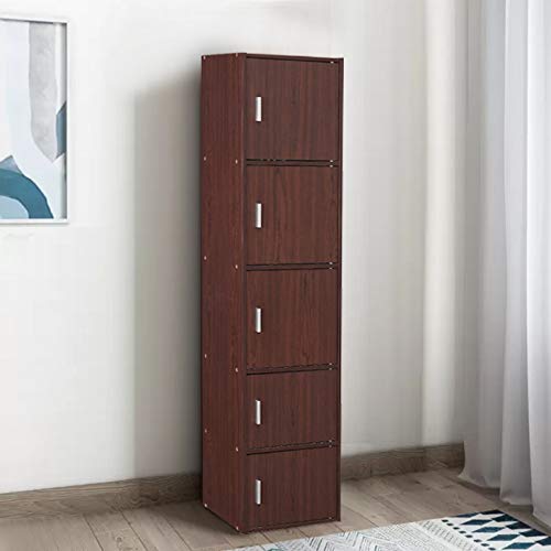 HomeTown Albert Engineered Wood 5 Tier Cabinet in Cherry Brown Colour…