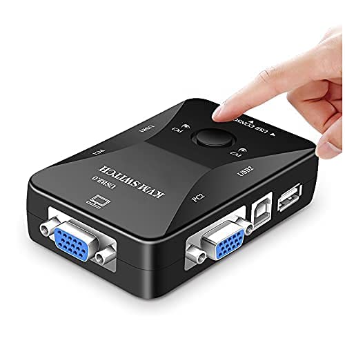 BLACK CROWN 2 Port KVM Switch USB 2.0 KVM Switch Box to Control up to 2 Computers 2 in 1 Out USB Keyboard Mouse Sharing Device for Computer, PC, Laptop, Desktop, Monitor, Keyboard (Black)-image-18