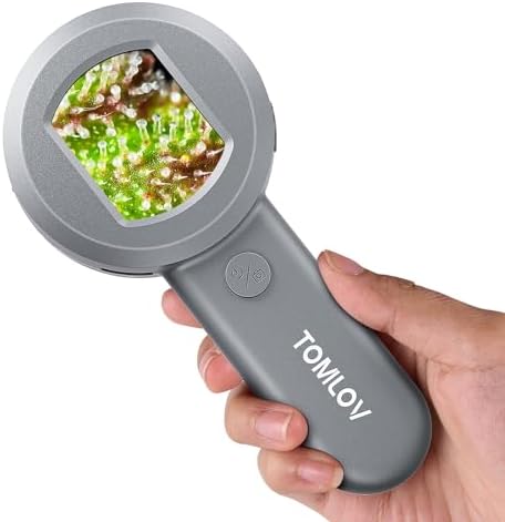 TOMLOV P10 Microscope for Adults Kids, Portable 100X Illuminated Jewelers Loupe, Handheld Coin Magnifier with Light for Collectors, Pocket Trichome Magnifying Glass, Digital Microscope with 2" Screen - View 3