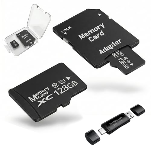 2-Pack 128GB MicroSDXC Memory Cards with SD Adapter & USB Reader, U3 V30 Standard Speed, High-Endurance TF Cards for Dash Cam & Security Camera, 4K Ready