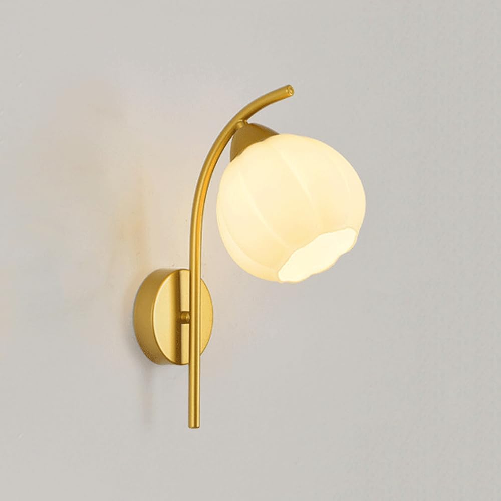 Aplique de Pared para Interiores, Dormitorio, Pasillo, Globo metálico Moderno Negro, tocador de baño con Pantalla de Vidrio Blanco lechoso, lámpara para Porche, Casquillo E27